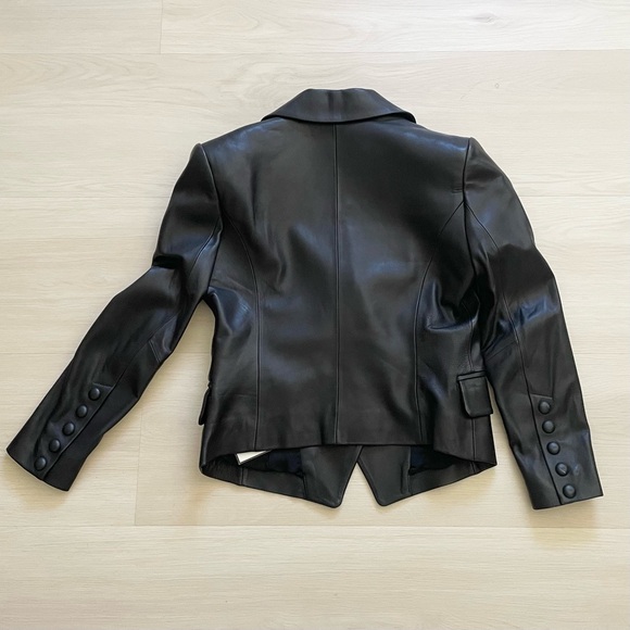 Bagatelle Fitted black Lamb Leather Blazer jacket xs - Picture 4 of 13
